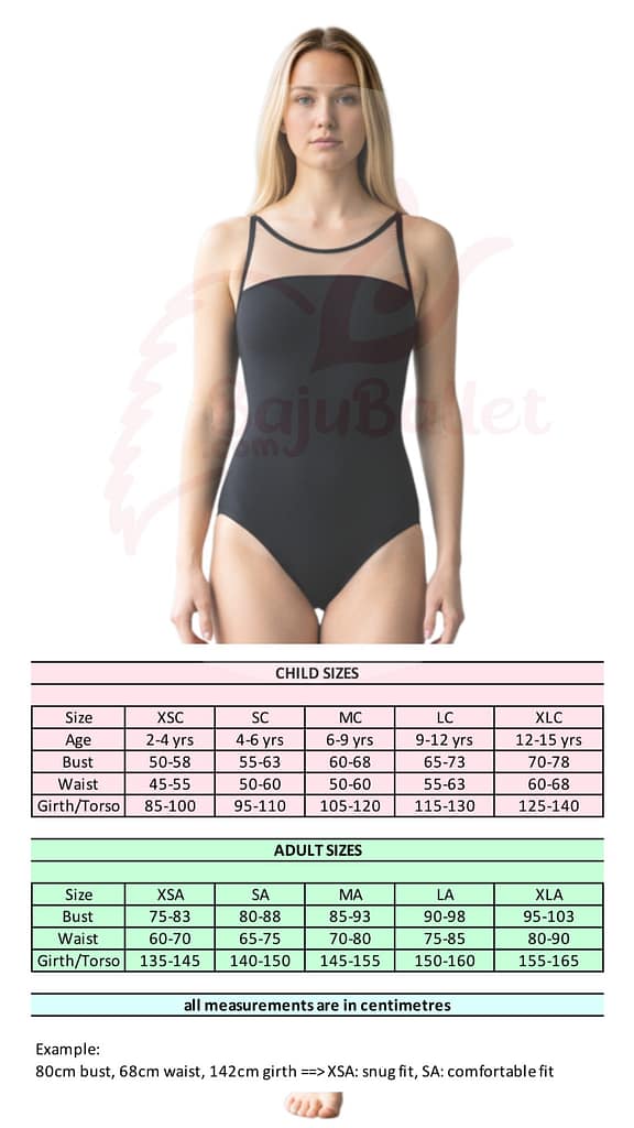 L55 Leotard-Ballet-L55-Size-Chart