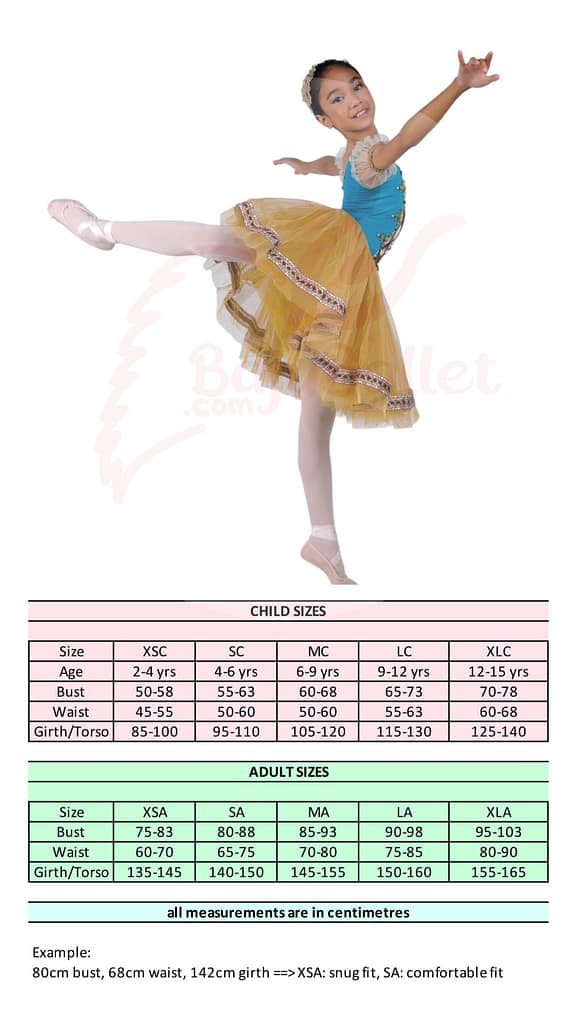 Giselle Act 1 Style 01 Giselle-Act-1-Style-01-Size-Chart