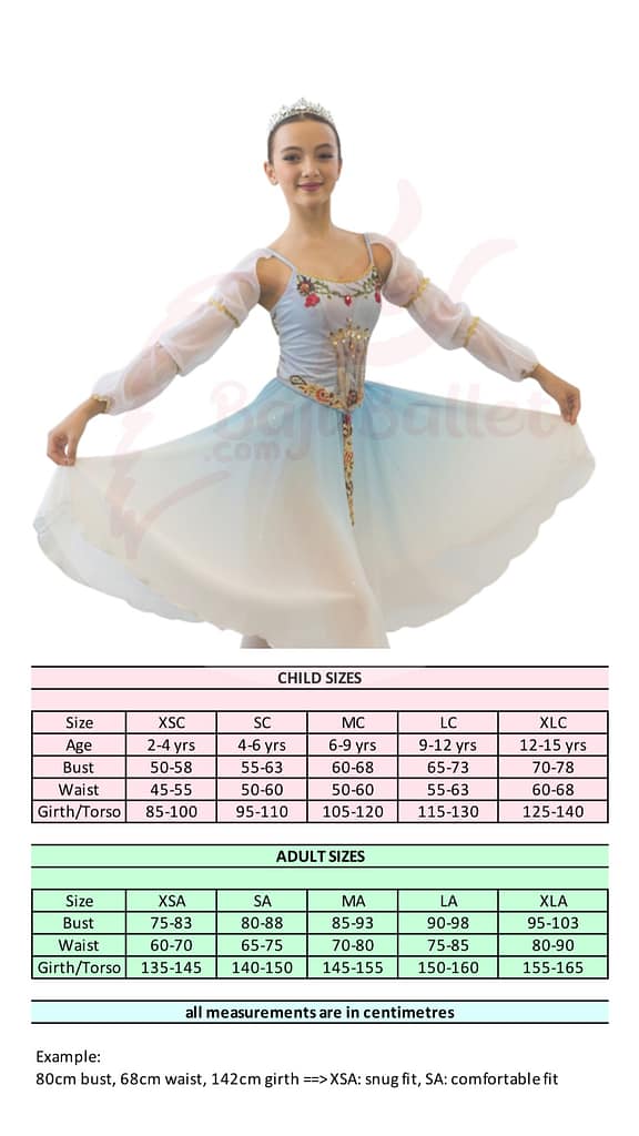 Swan Lake 01 Kostum-Swan-Lake-01-Size-Chart