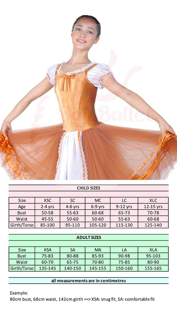 Giselle Act 1 Style 02 Giselle-Act-1-Style-02-Size-Chart