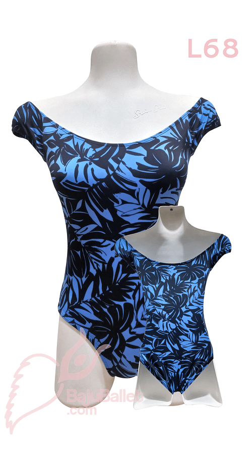 L68 Black Blue Floral