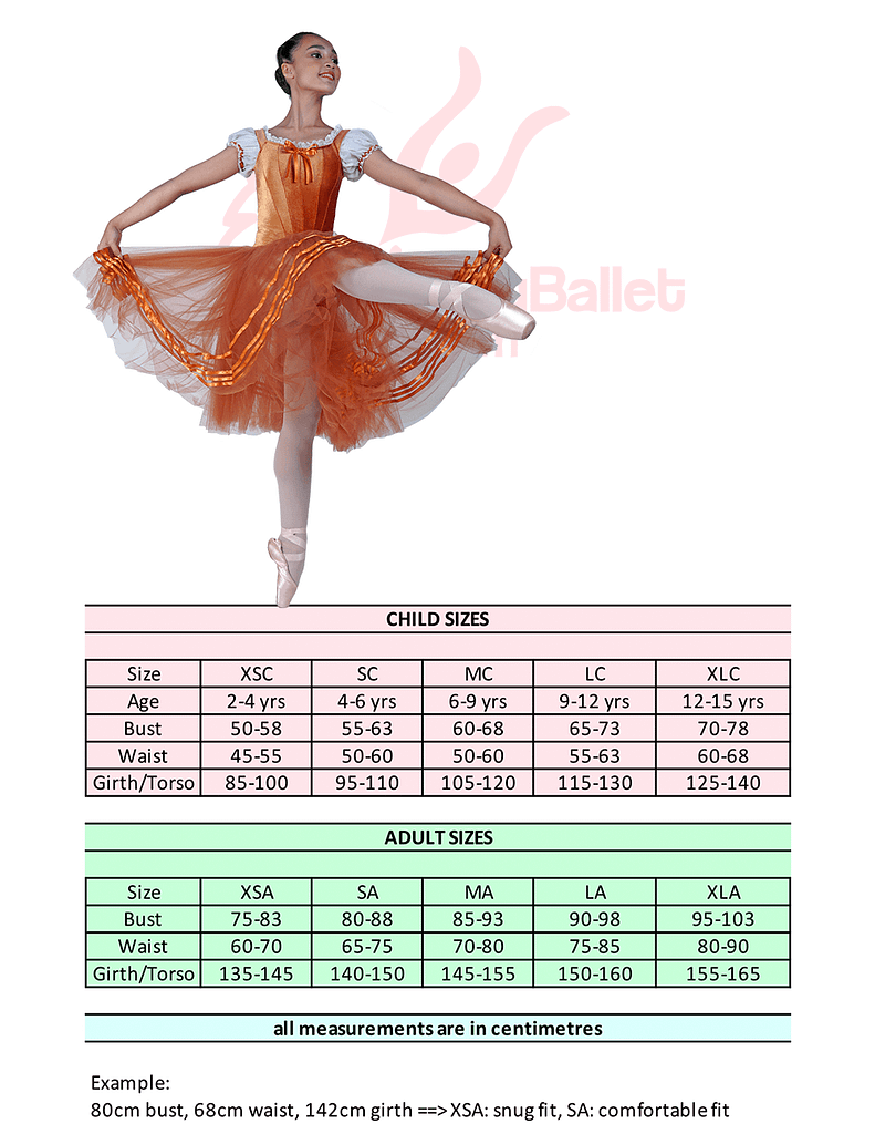 Giselle Style 2 Giselle 2 Size Chart