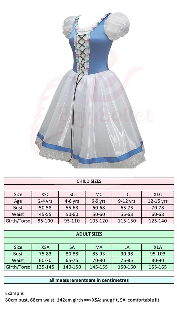 Giselle Act 1 Style 08 Giselle-Act-1-Style-08-Size-Chart