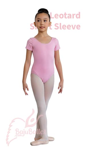 Leotard-Short-Sleeve-Pink-Front