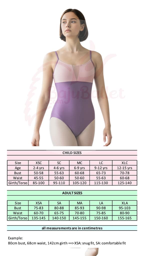 L63-Size-Chart Size-Chart-Leotard-Ballet-L63