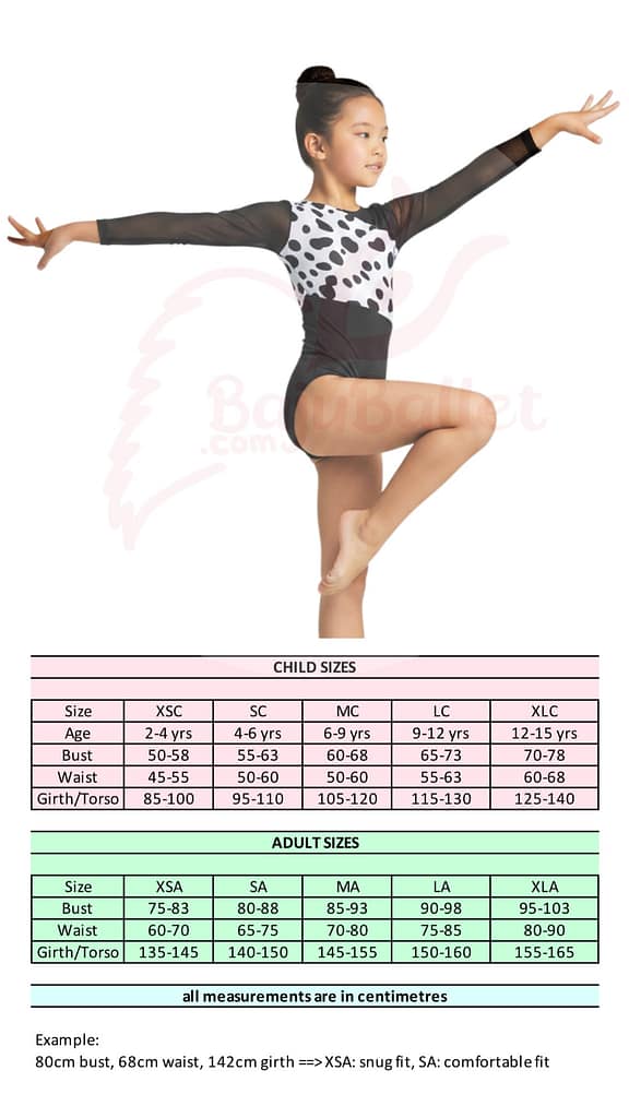 LG08 Leotard-Gymnastics-LG08-Size-Chart