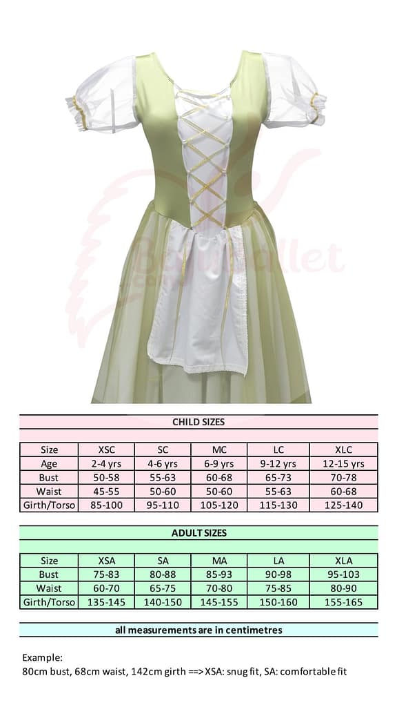 Giselle Act 1 Style 09 Giselle-Act-1-Style-09-size-chart