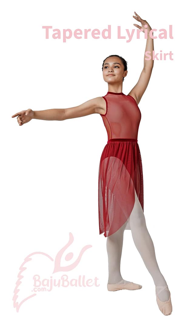 Tapered Lyrical Mesh Skirt Tapered-Lyrical-Mesh-Maroon-2