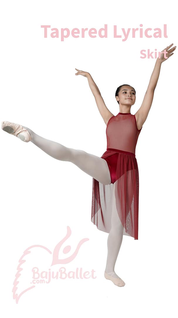 Tapered Lyrical Mesh Skirt Tapered-Lyrical-Mesh-Maroon-1